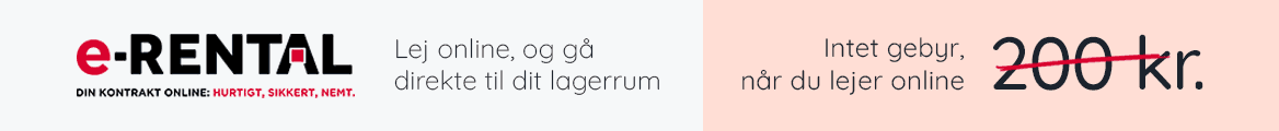 Lej dit lagerrum online, og slip for gebyret på 150 kr